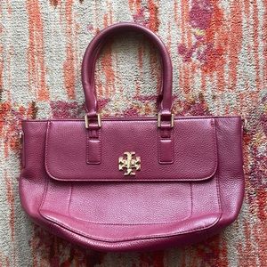 Authentic Tory Burch leather  Burgundy and gold Mercer mini satchel Bag/purse